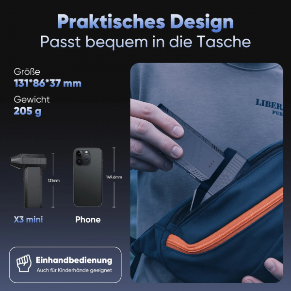 SALCAR Elektrischer Air Duster X3 mini mit 110.000 U/min – Tragbares & Wiederaufladbares Staubgebläse mit Turbomodus für PC, Auto & Haushalt – Bild 8